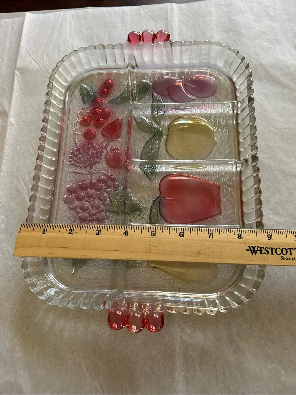 Vintage Rainbow Mist 5-Part Divided Relish Dish by Indiana Glass NIB Item 2939